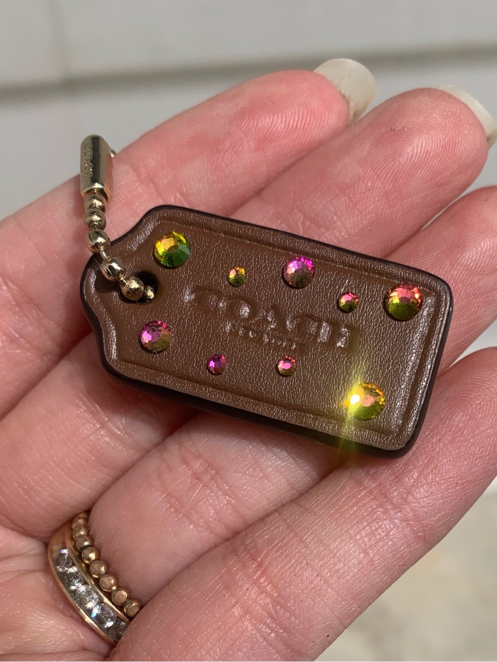 Coach New York Mini Hangtag Charm with Dragon Aura Rhinestones